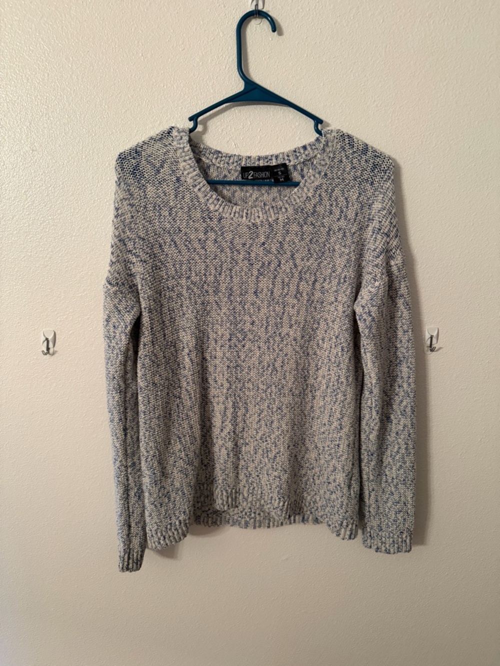 Speckled Crewneck Sweater in Blue and Cream